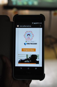 The website was being tested on a mobile, as a part of the demonstration.